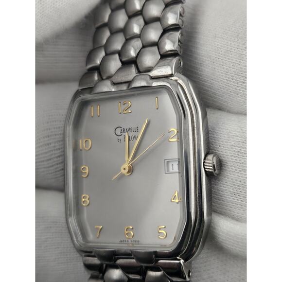 Mens Bulova Caravelle Ultra Slim Elegant Tank Watch Quartz New Battery Runs Well - Picture 3 of 10